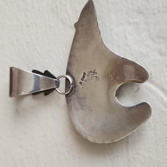 Vintage Native American Navajo Vintage Inlaid Bear Pendant by Danny Clark 💙🐻 - Picture 6 of 13